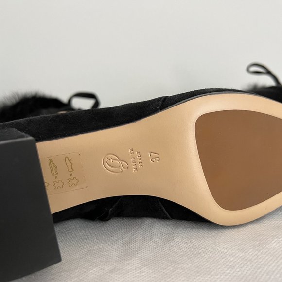 M. Gemi black suede boots with fur trim, size 7. Never worn, pristine condition. - Picture 4 of 4